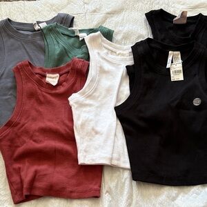 Tilly's Tank Tops in Black, White, Green, Red, and Gray